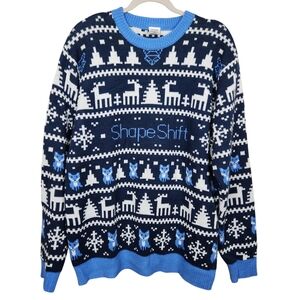 Christmas Sweater UCS Shape Shift Fox Token Fair Isle Holiday Men's XL